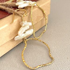 Freshwater Pearl Tiered Earrings on Vermeil Hoop | Luxe Boh—Pierced or Clipons